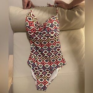 NWT Enfasis Halter Geometric One-Piece Swimsuit - Sz 10